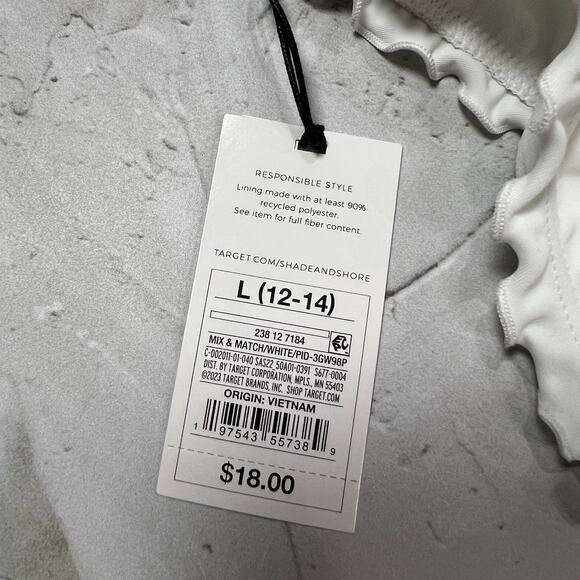 NEW Shade & Shore Ruffle Edge Bikini Bottom Size L White Low-Rise Cheeky TARGET - Picture 3 of 7